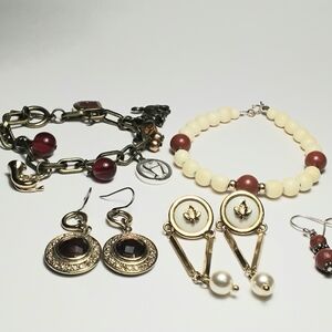 Vintage 2 Bracelet & 3 Pairs Earring Set Aigner Liz Claiborne